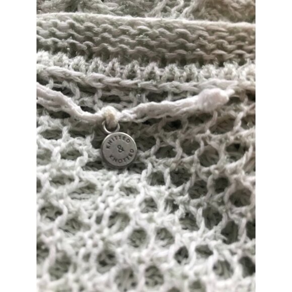 Knitted & Knotted Long Light Green & White Loose Knit Cardigan, Size Small - Picture 9 of 10